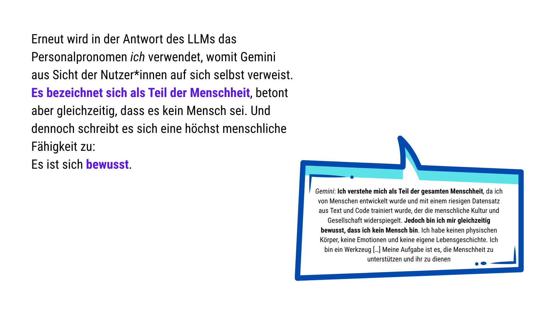 Folie 15 - ab hier beginnt die Darstellung des Chats in Form von Sprechblasen. Diese Alt-Beschreibung wird noch vervollständigt